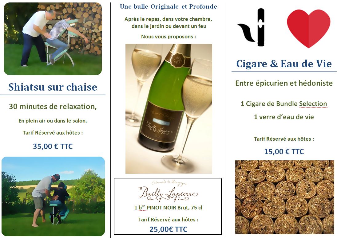 promotion pour chambre shiastu sur chaise crémant de bourgogne et cigare prix 2014